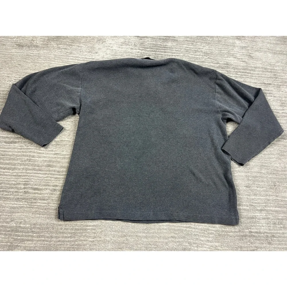 Ralph Lauren Polo Shirt Mens Large Gray Long Sleeve Monogram Pocket Cotton 90s